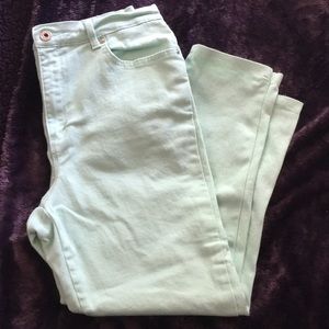 Sea foam green cropped jeans